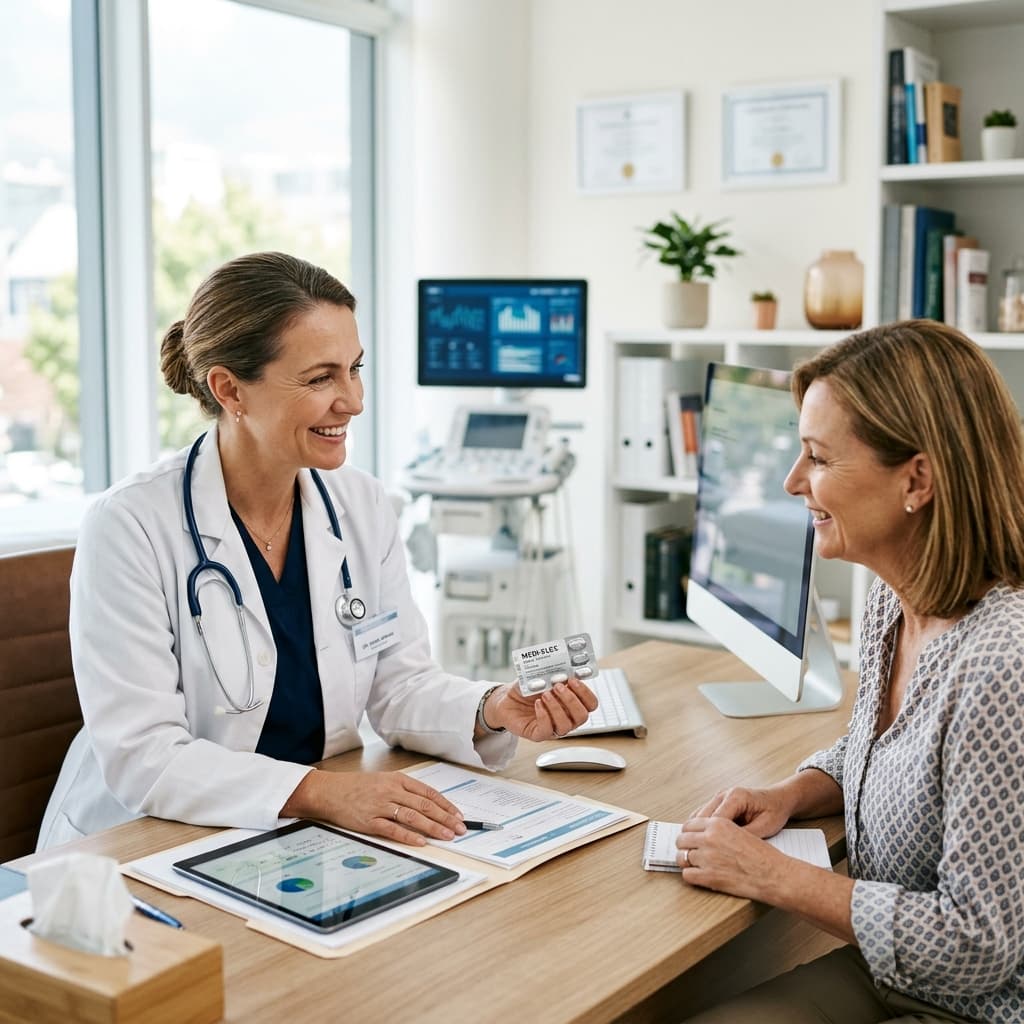 Doctor discussing medicine with patient
